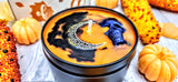 Frosted Pumpkin Soy Candle with Crescent Moon
