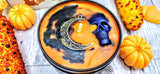 Frosted Pumpkin Soy Candle with Crescent Moon
