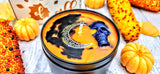 Frosted Pumpkin Soy Candle with Crescent Moon