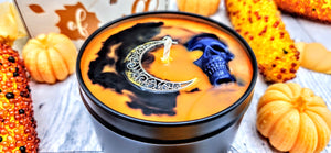 Frosted Pumpkin Soy Candle with Crescent Moon